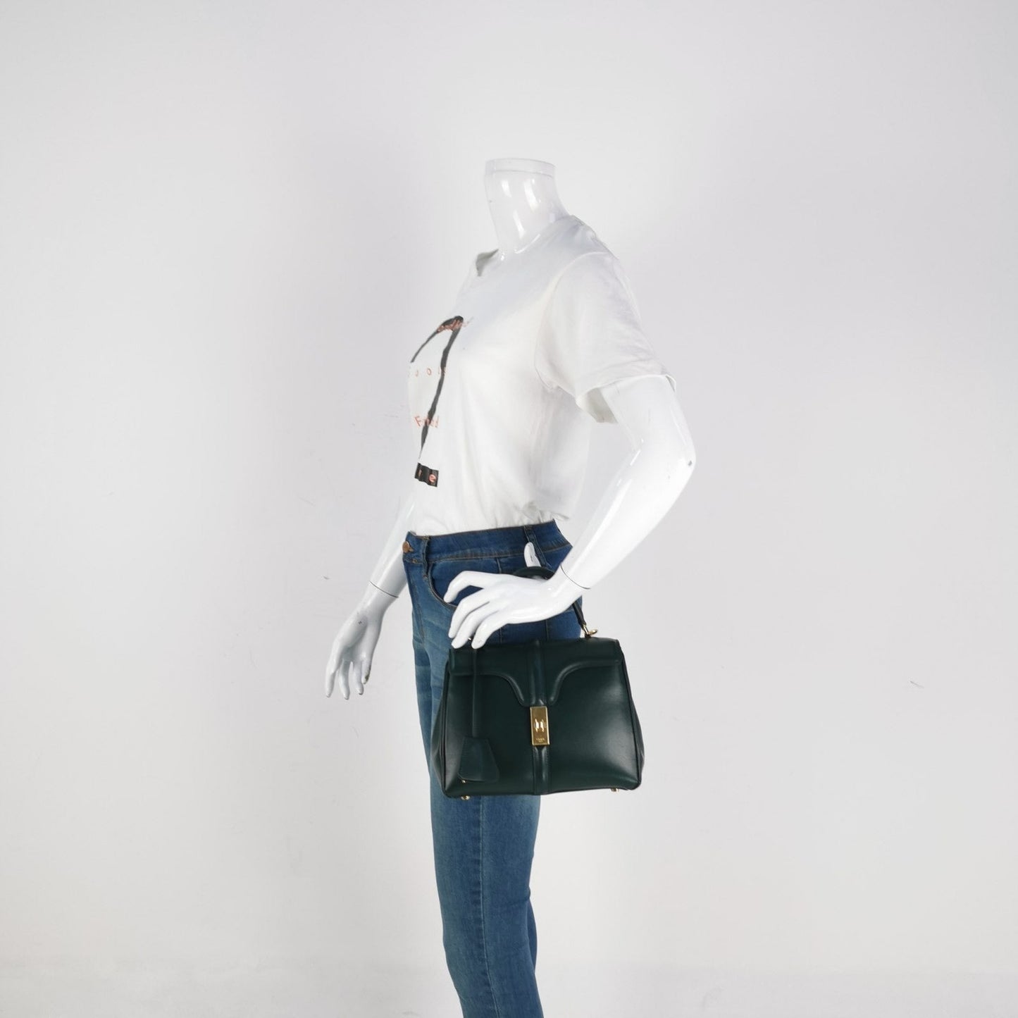 Celine Bag Dark Smooth Calfskin Leather Green Travel Bag