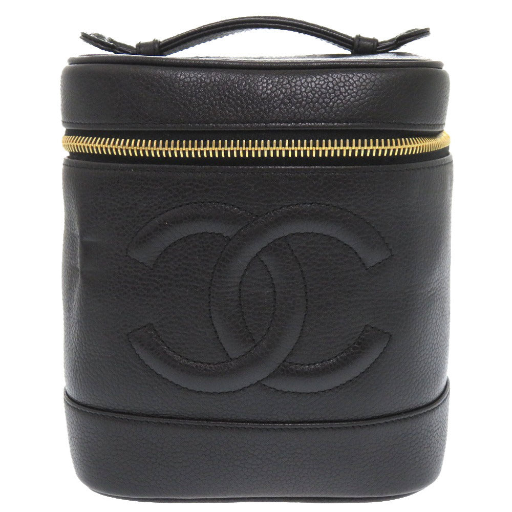 Chanel Caviar skin COCO Mark Vertical vanity Black Handbag
