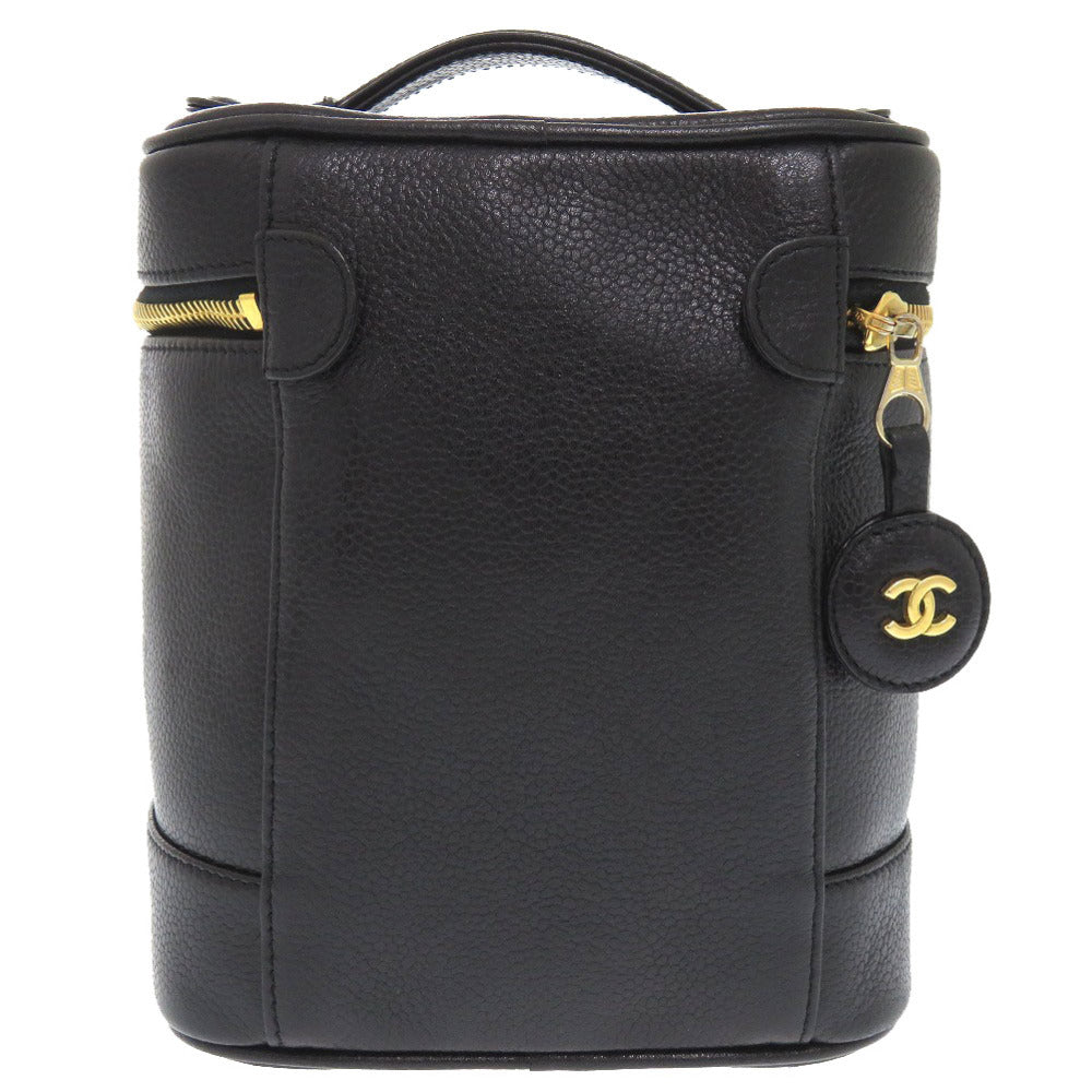 Chanel Caviar skin COCO Mark Vertical vanity Black Handbag