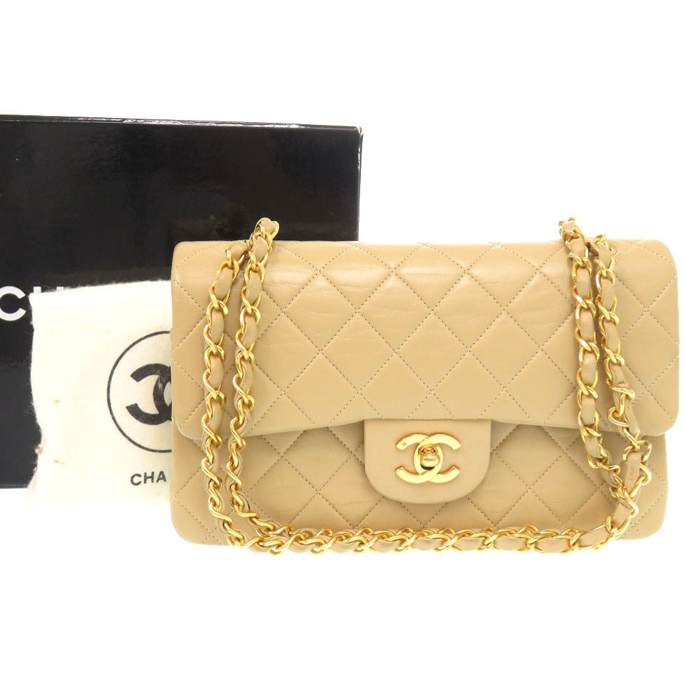 Chanel lambskin Matelasse 23 Double Flap COCO Beige Shoulder Bag