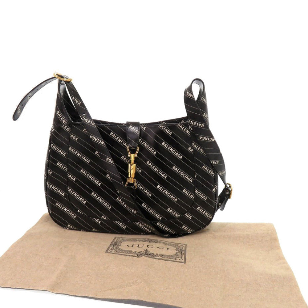 Gucci Hacker Project Balenciaga Collaboration Jackie Leather Black Shoulder Bag