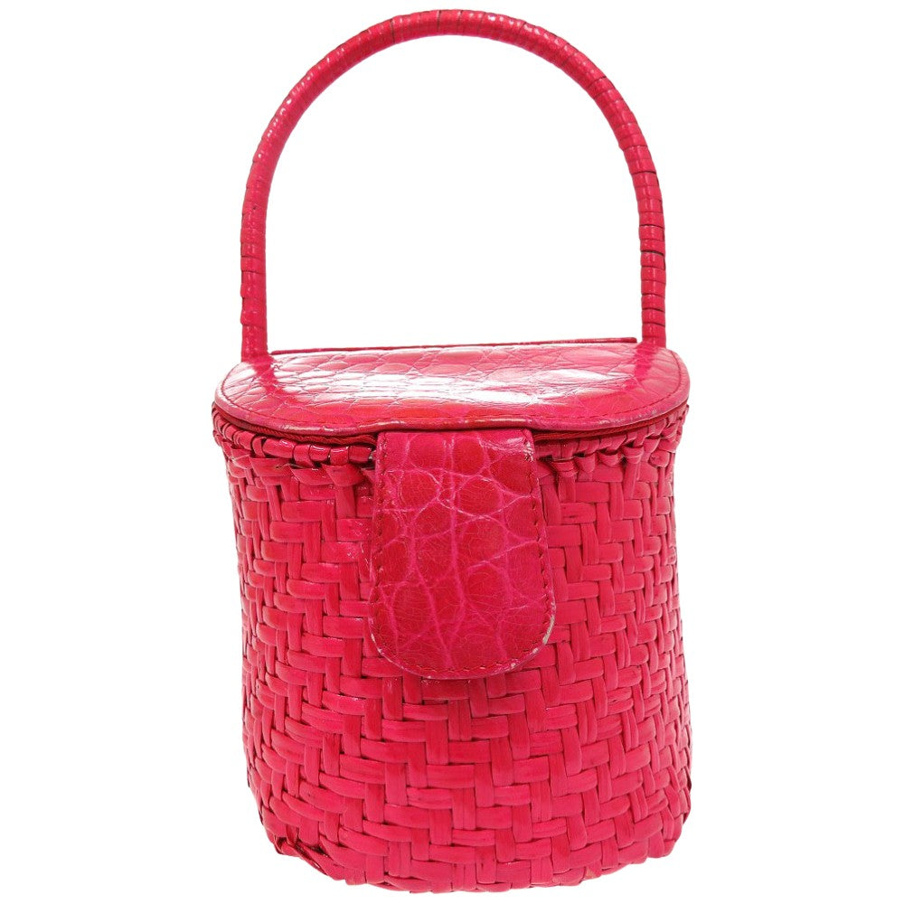 Fendi Handbag Straw Bag Vanity Bag Women Pink Basket Travel Bag