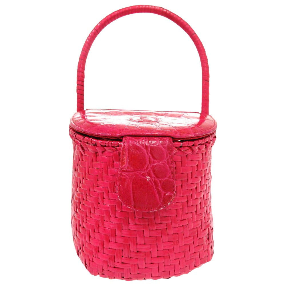 Fendi Handbag Straw Bag Vanity Bag Women Pink Basket Travel Bag