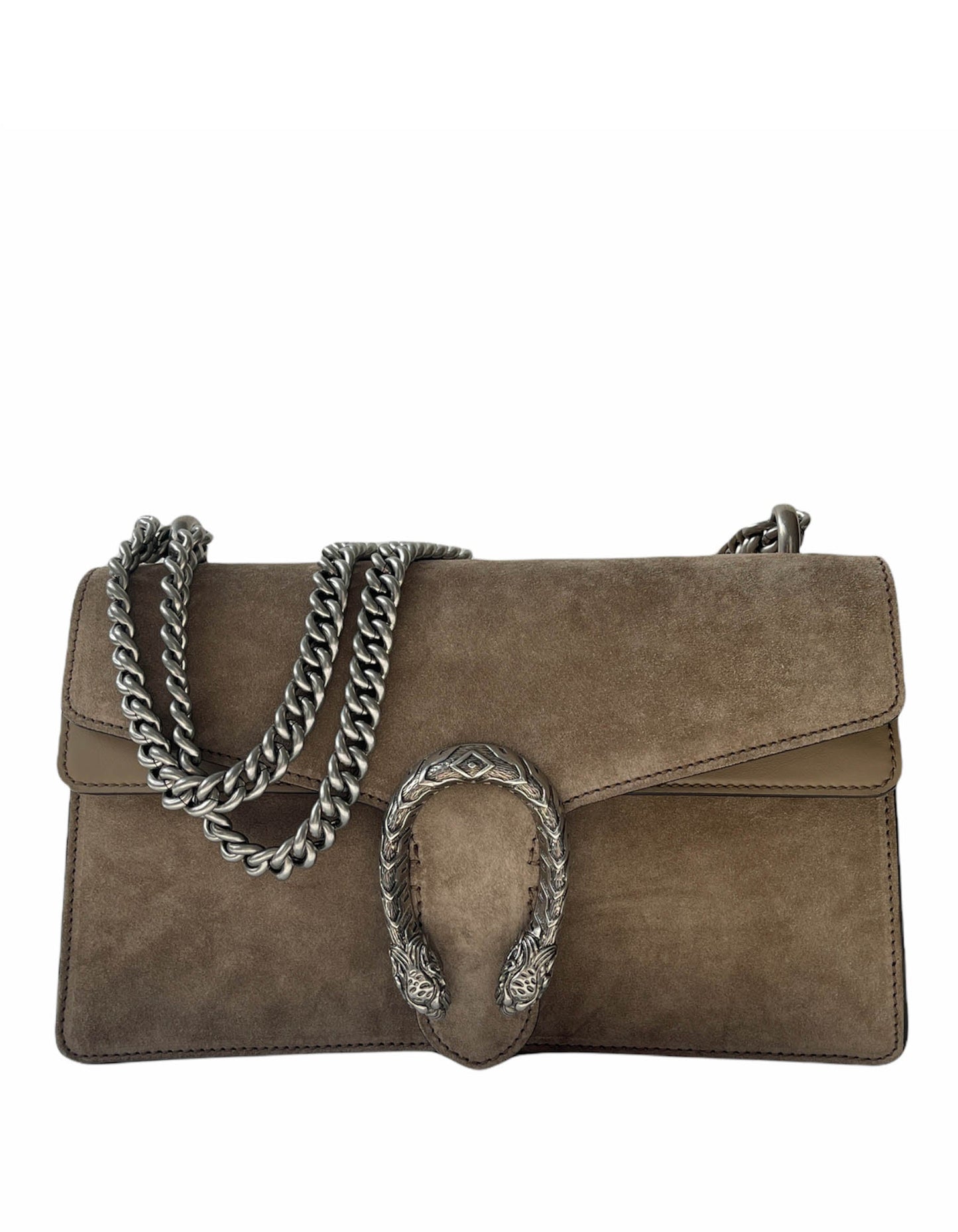 Gucci Taupe Suede Dionysus Flap Bag