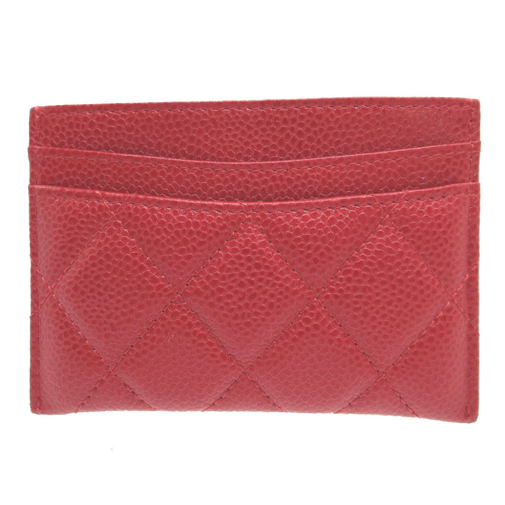 CHANEL Card Case Caviar skin Red Pass case Women New