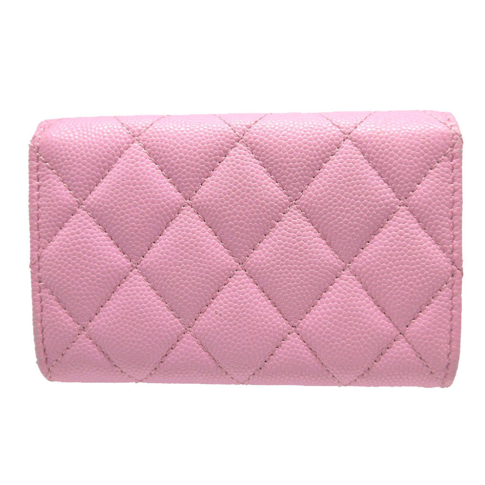 Chanel Card Caviar skin COCO Mark Matrasse Pink Wallet Case