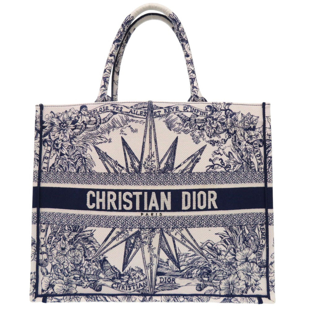 Dior Christian Handbag Book Tote Large Embroidered Handbag Canvas White Tote Bag