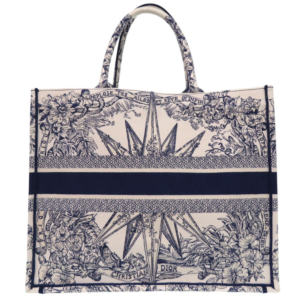 Dior Christian Handbag Book Tote Large Embroidered Handbag Canvas White Tote Bag