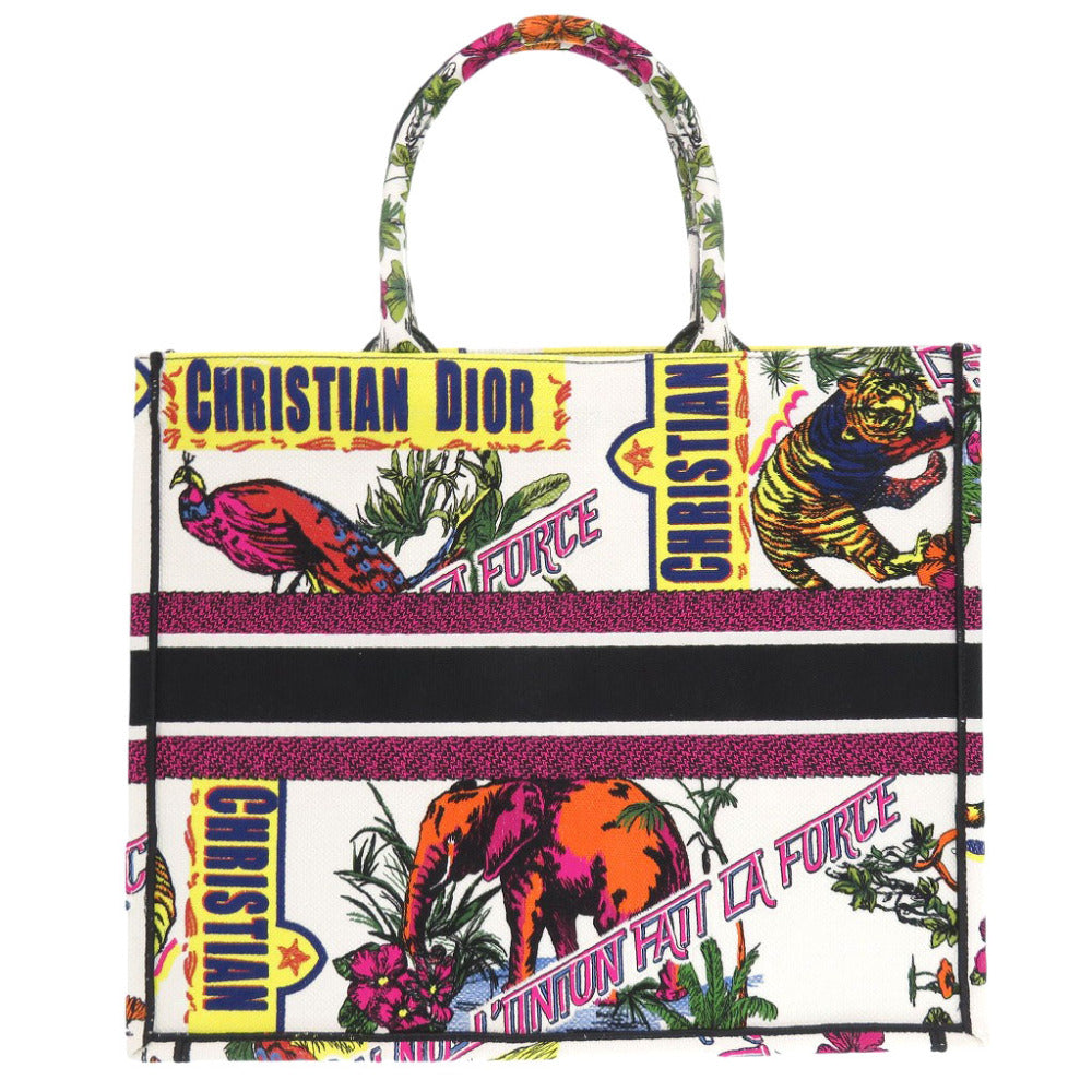 Dior Christian Tote Bag Book Tote Women Canvas White