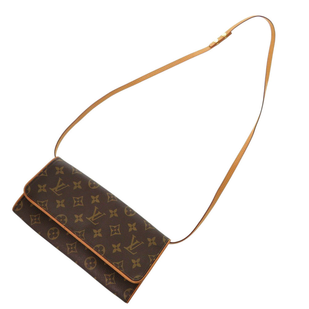 Louis Vuitton M51852 Pochette Twin GM Monogram Canvas Brown Shoulder Bag 6J0417Ab5R11