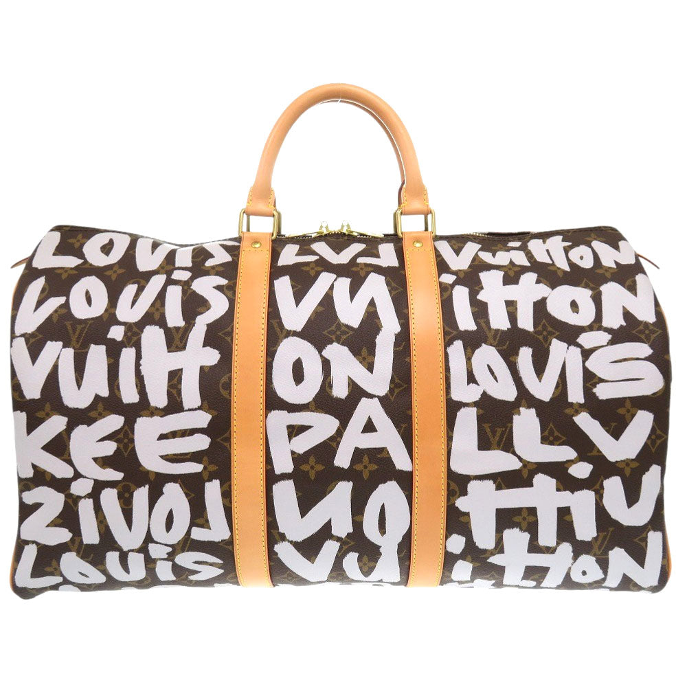 Louis Vuitton Boston Duffel M92197 graffiti Keepall Monogram Canvas Brown Travel Bag