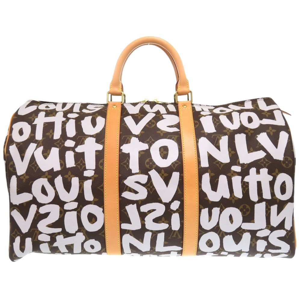 Louis Vuitton Boston Duffel M92197 graffiti Keepall Monogram Canvas Brown Travel Bag