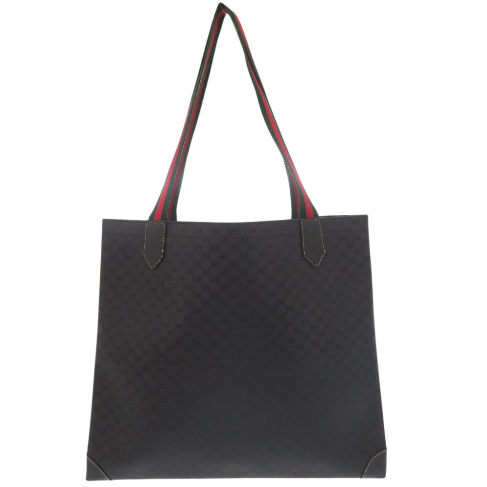 Gucci 002-63- PVC Old Sherry Line Black Tote Bag