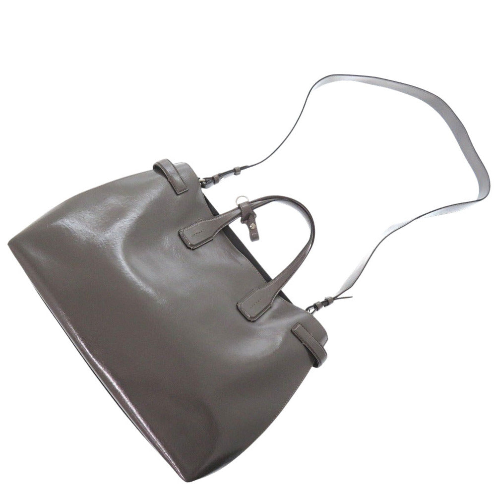 Burberry Shoulder Bag Enamel 2Way Soft Banner Women Gray