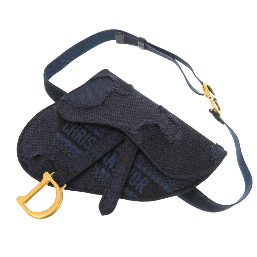 Dior Christian Waist Bag Navy Saddle Bag Women Canvas Travel Bag