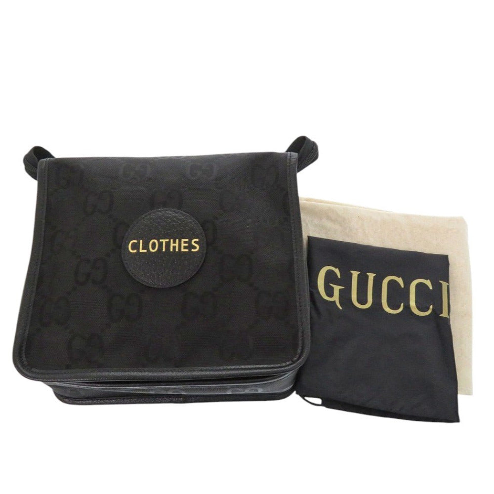 Gucci Pouch Off Grid Backing Leather Canvas Nylon Black Travel Bag