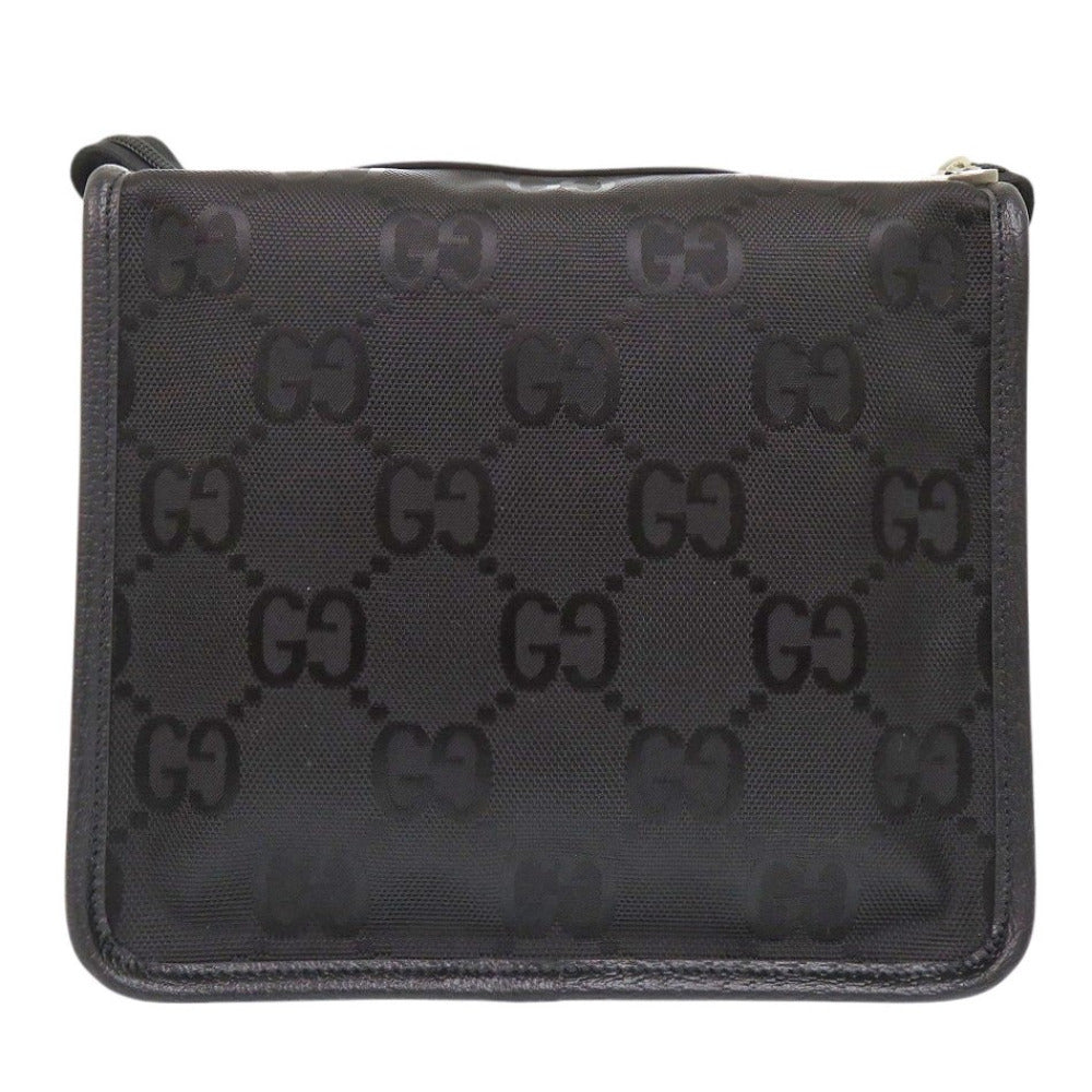 Gucci Pouch Off Grid Backing Leather Canvas Nylon Black Travel Bag