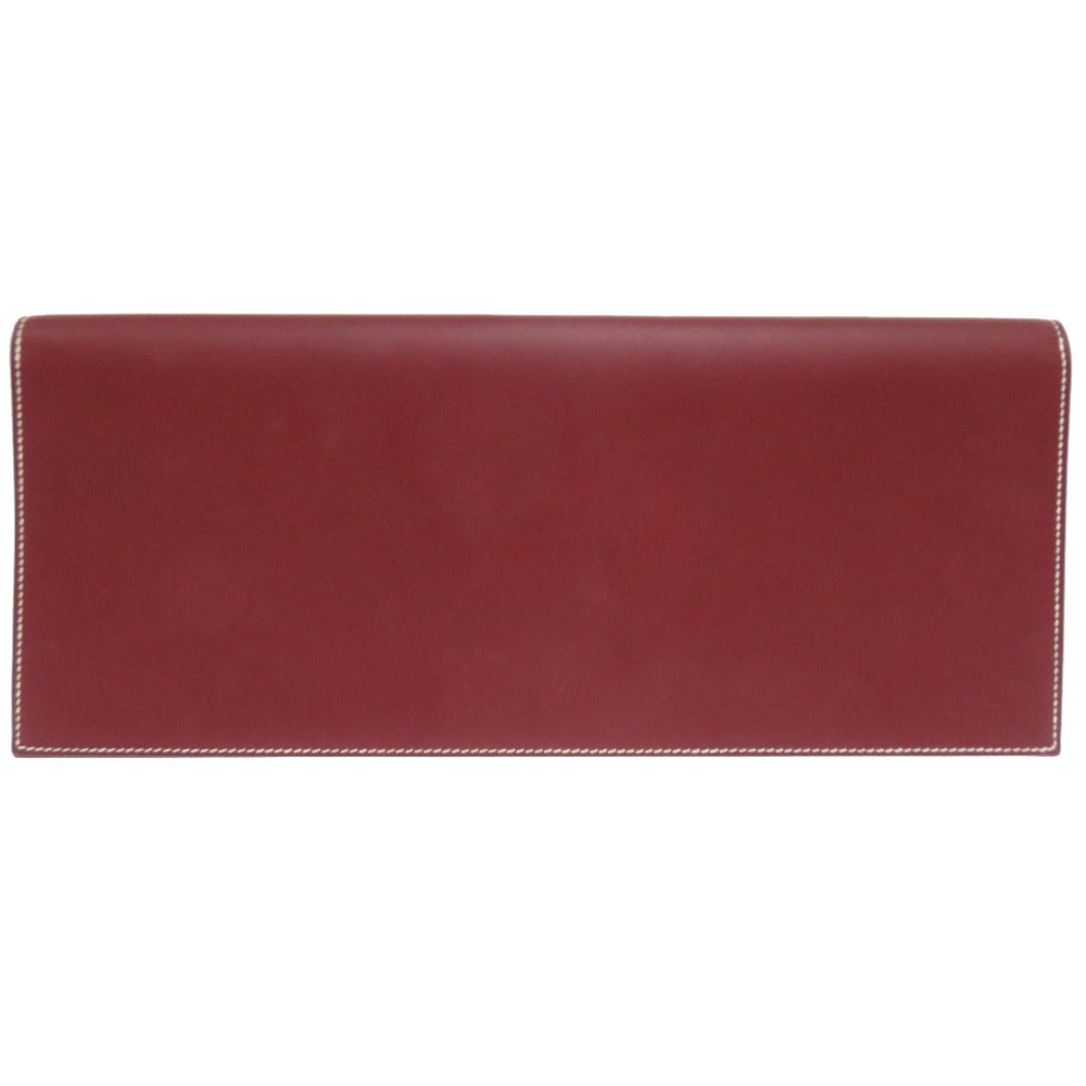 Hermes Clutch Bag Vaux Chamonix Rouge Ash Women Unisex