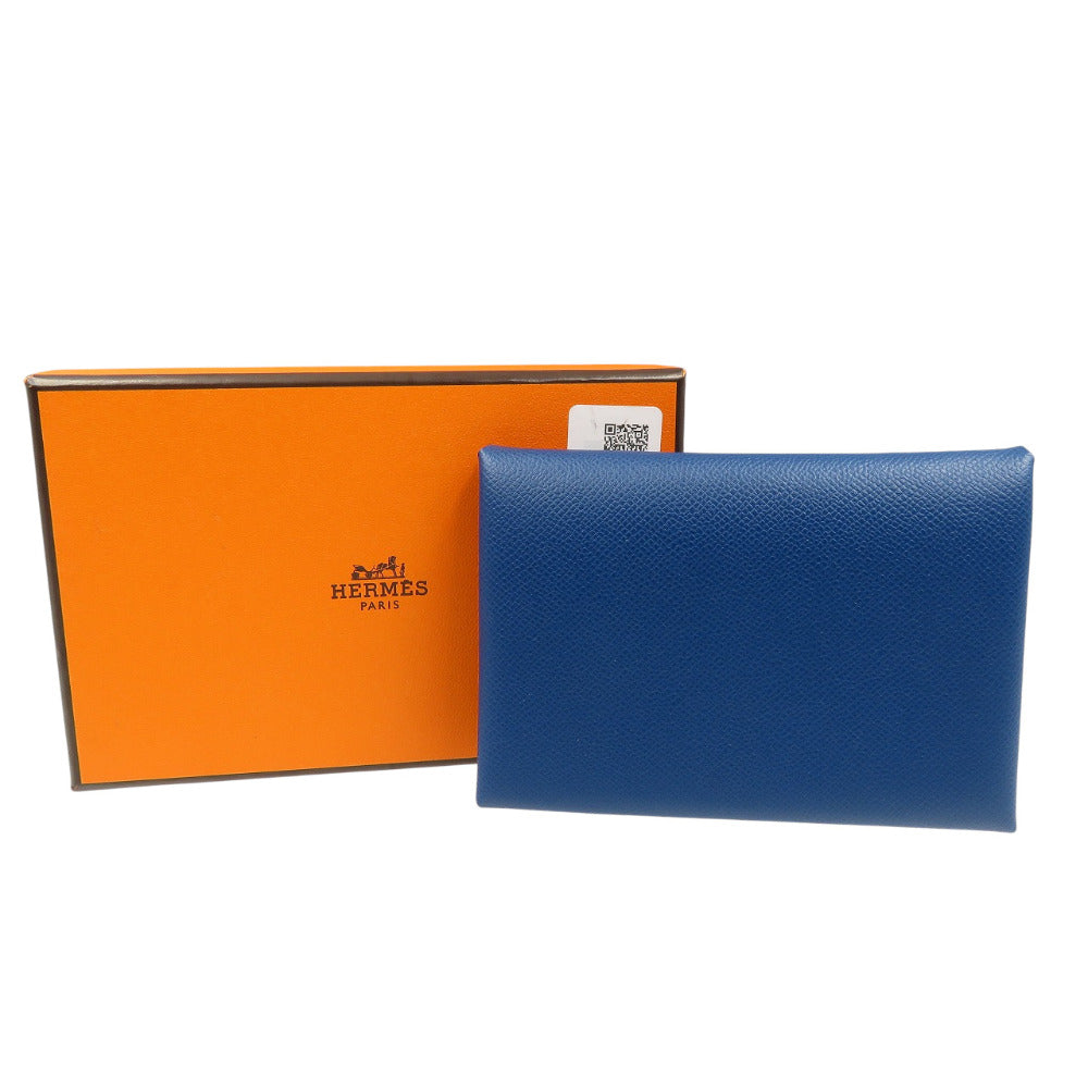 Coin Case Deep Calvi Duo Handbag Leather Blue Travel Bag