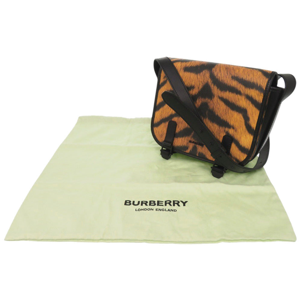 Burberry Shoulder Bag Leopard Women Leather Black