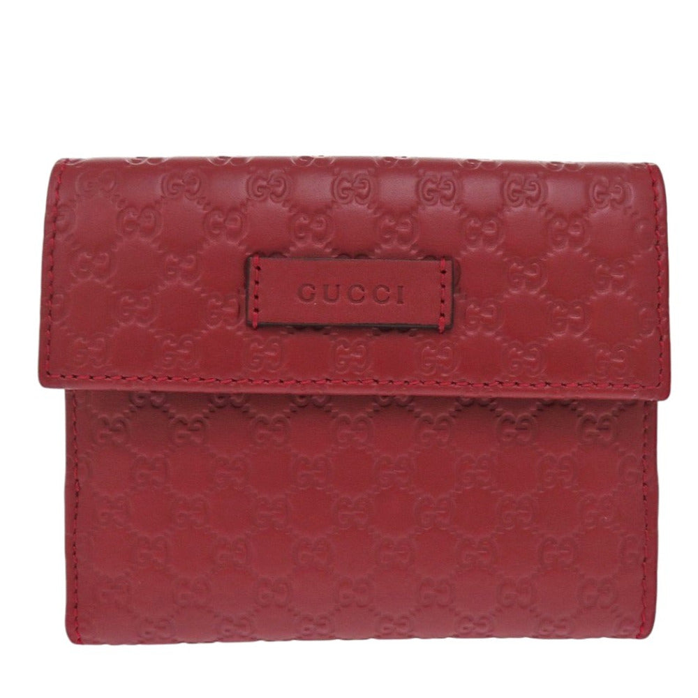 Gucci Bifold Micro Guccisima Leather Red Wallet Case