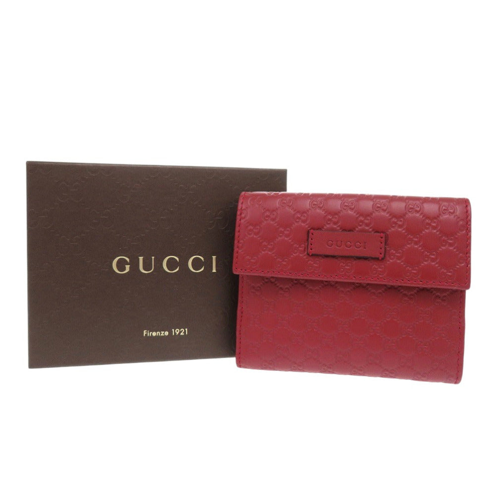 Gucci Bifold Micro Guccisima Leather Red Wallet Case