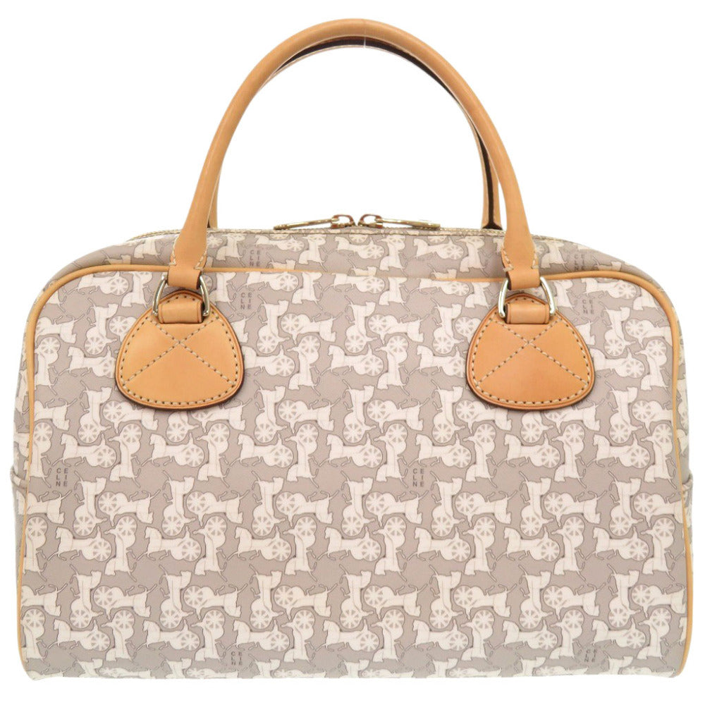 Pvc, Gray Sulky Carriage Pattern Women Leather Travel Bag