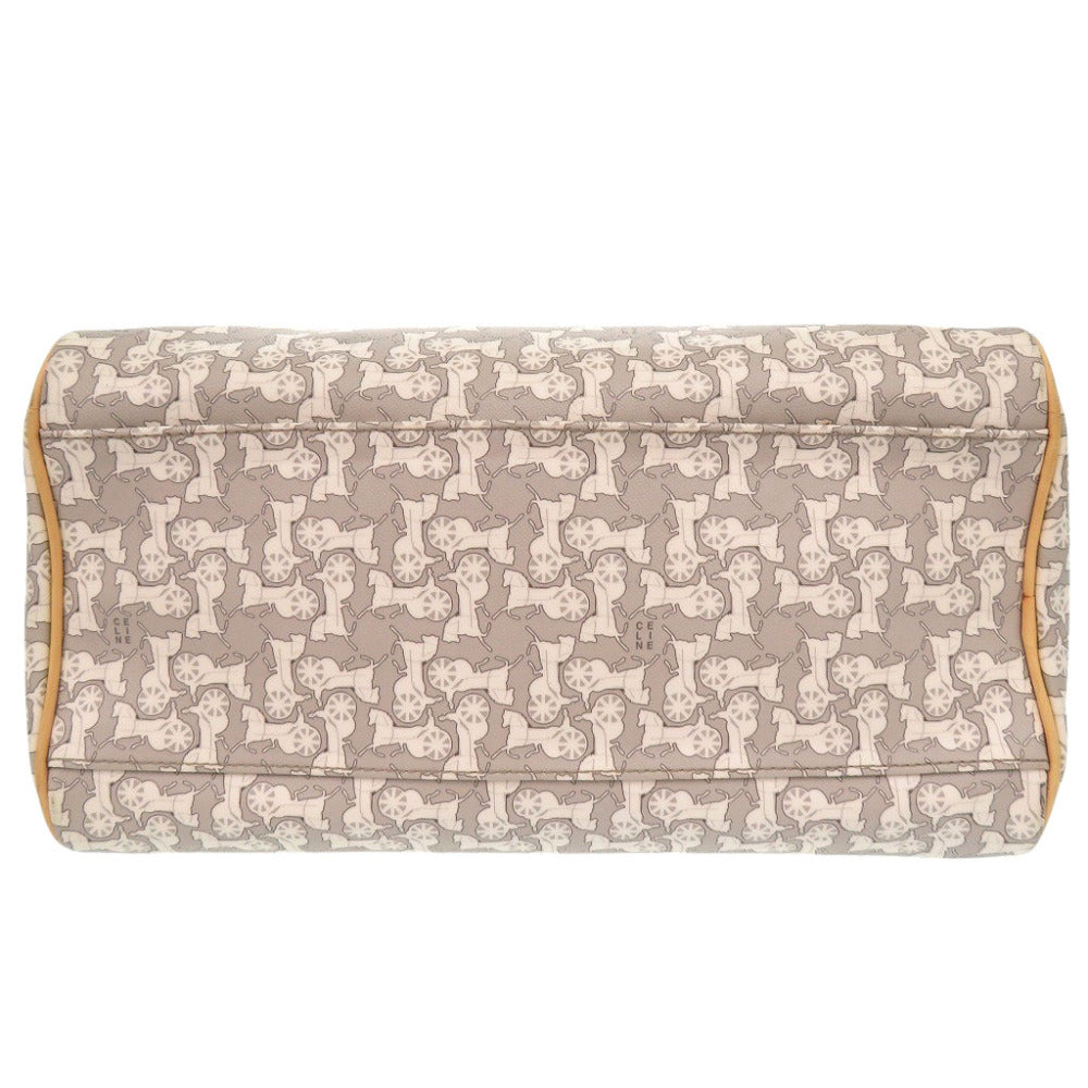 Pvc, Gray Sulky Carriage Pattern Women Leather Travel Bag