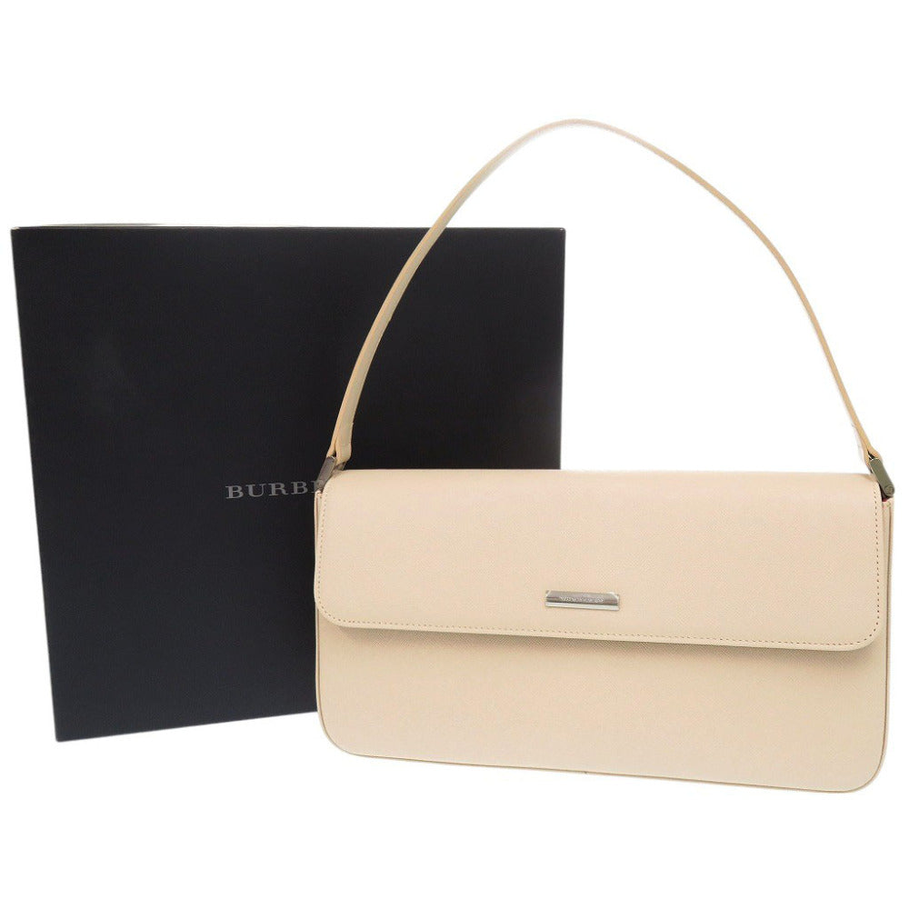 Burberry With Women Handbag Leather Beige Logo Travel Bag