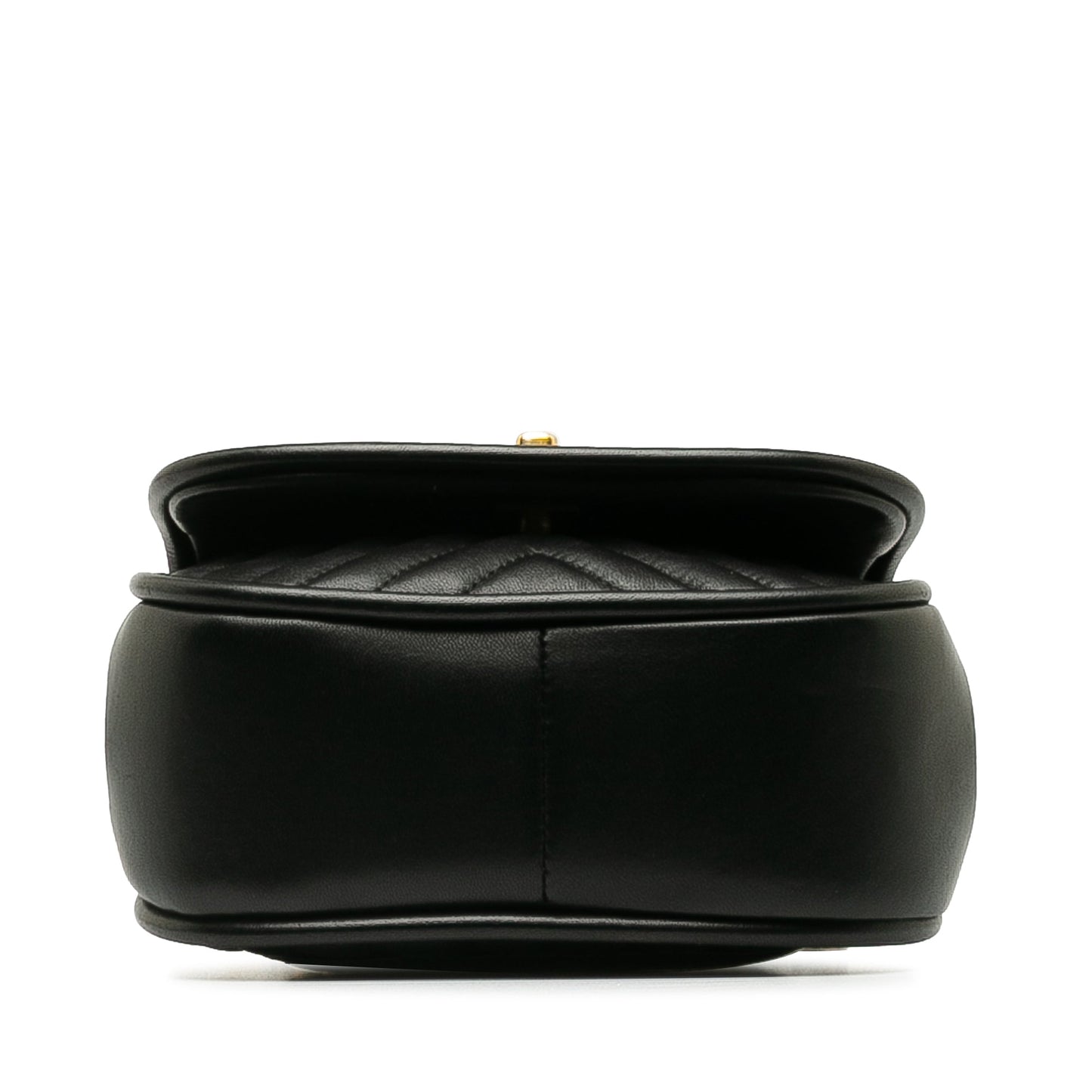 CHANEL Mini Reverse Quilted Chevron Lambskin Round Satchel