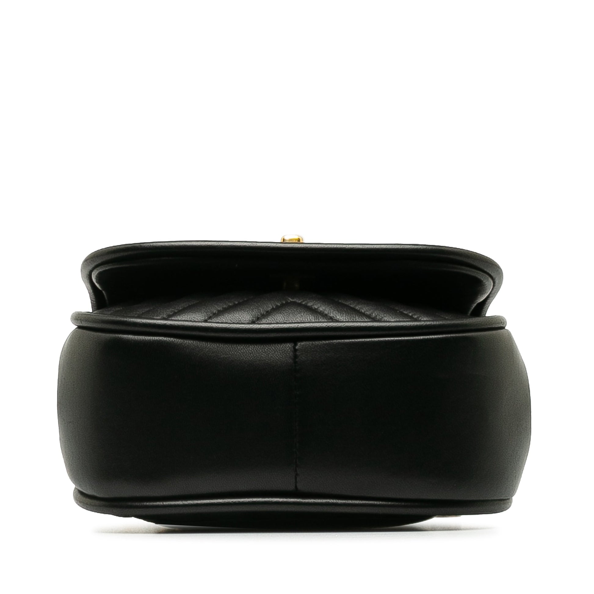 CHANEL Mini Reverse Quilted Chevron Lambskin Round Satchel
