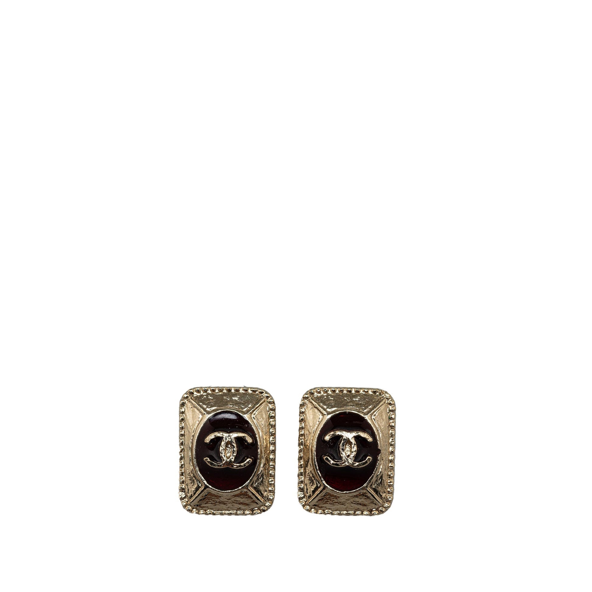 CHANEL CC Resin Square Stud Earrings Costume Earrings