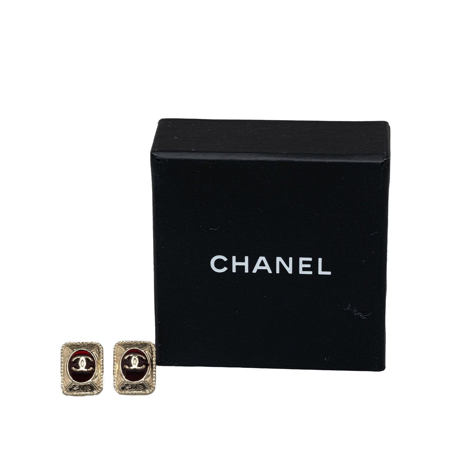 CHANEL CC Resin Square Stud Earrings Costume Earrings