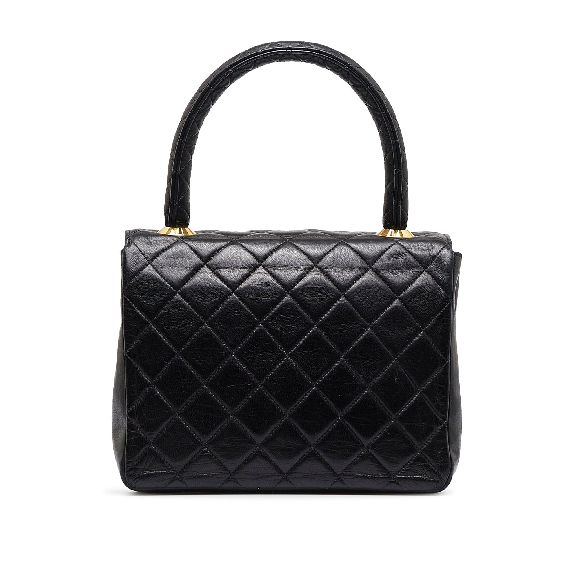 Black Chanel Small Lambskin Kelly Top Handle Bag