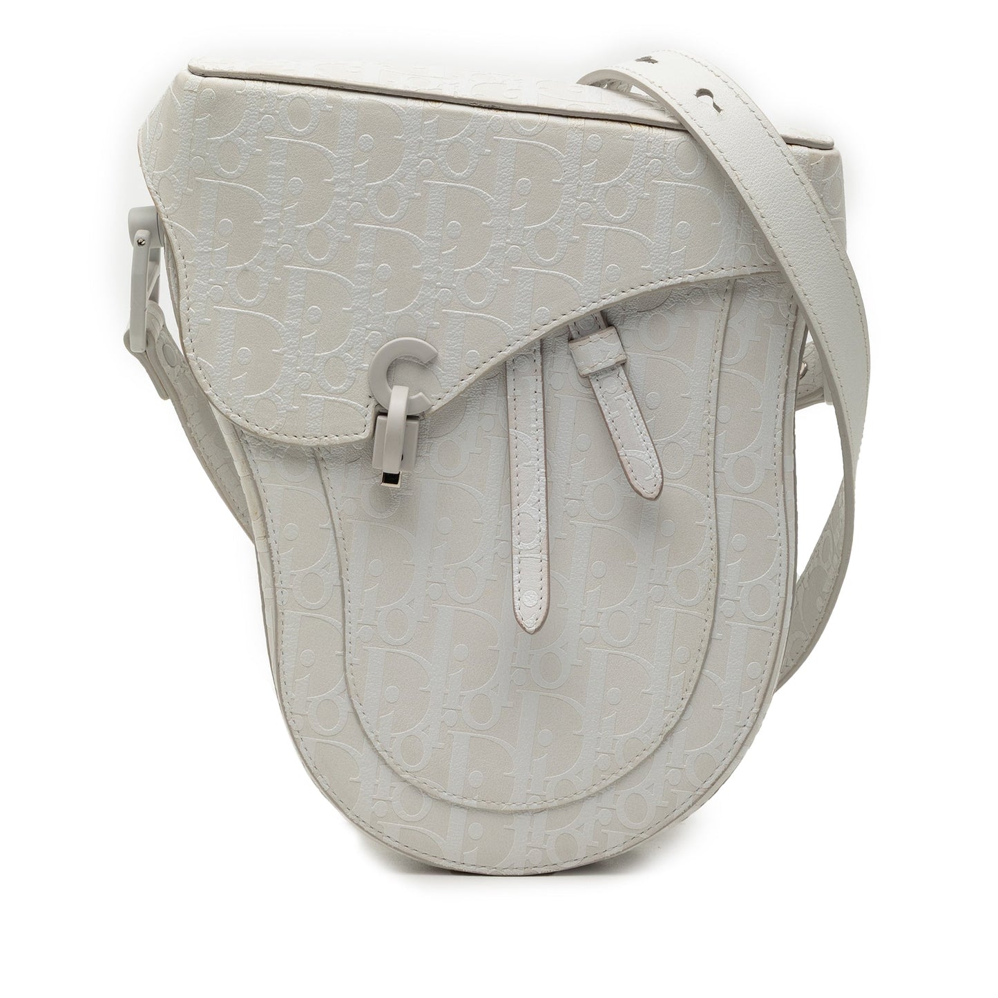 Dior Handbag Oblique Calfskin Saddle Boxy Crossbody White Crossbody Bag