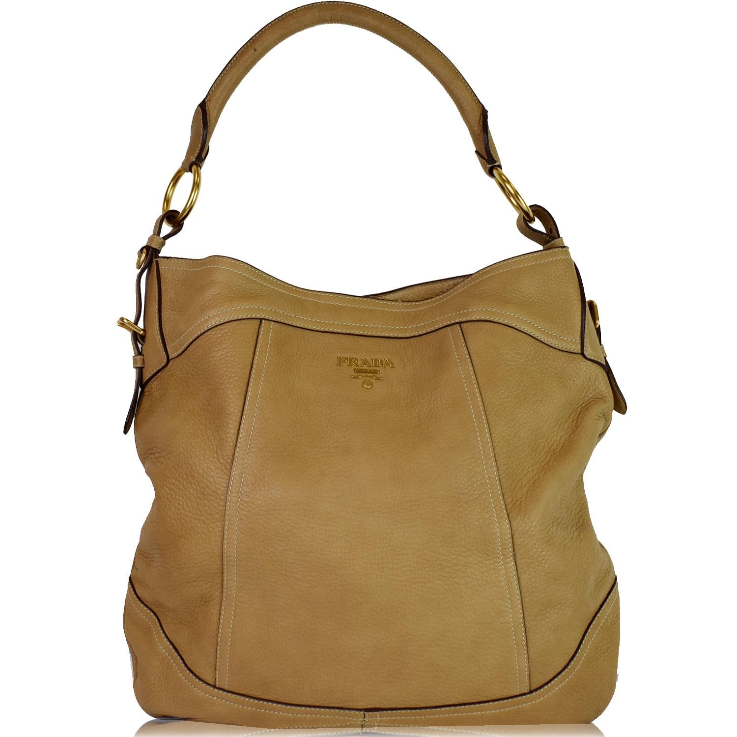 Vitello Daino Hobo Shoulder Bag Leather Beige