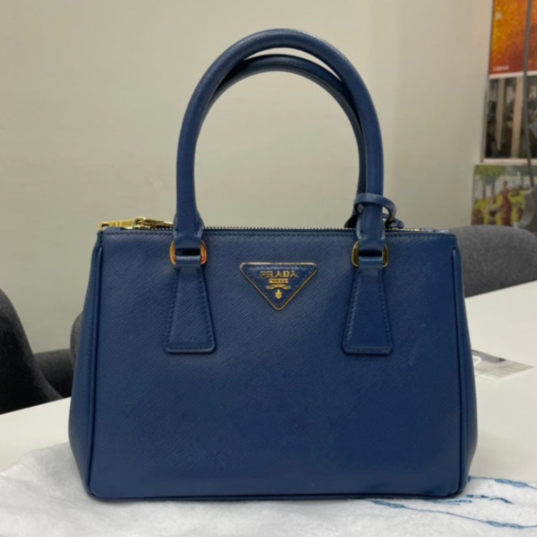 Prada Turquoise Galleria Tote Bag Leather Saffiano Blue