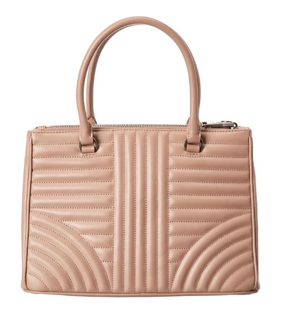 Prada Diagramme Handbag Powder Leather Pink Travel Bag