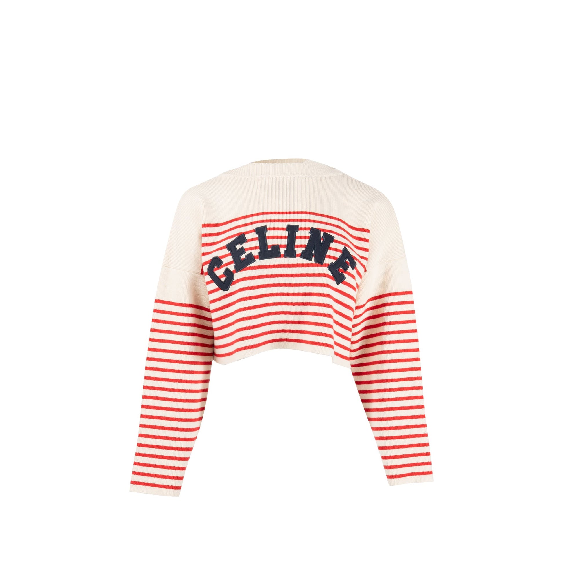 Celine Size Striped Sweater Cotton Polyamide Handbag White Red Travel Bag