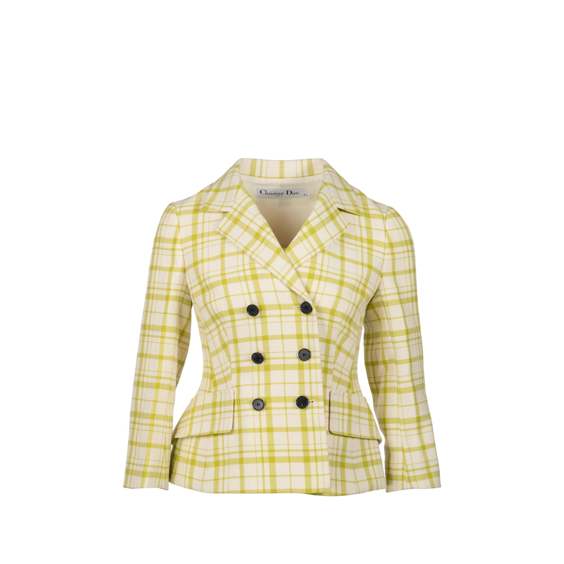 Dior Size Pop Check Blazer Virgin Wool Light White Green Travel Bag