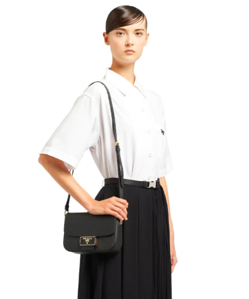Prada Emblème Bag Leather Saffiano Black Travel Bag