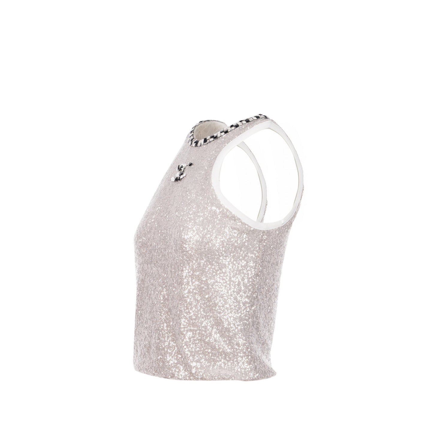 Chanel ped Tank Polyester Elastane Black White Silver Handbag