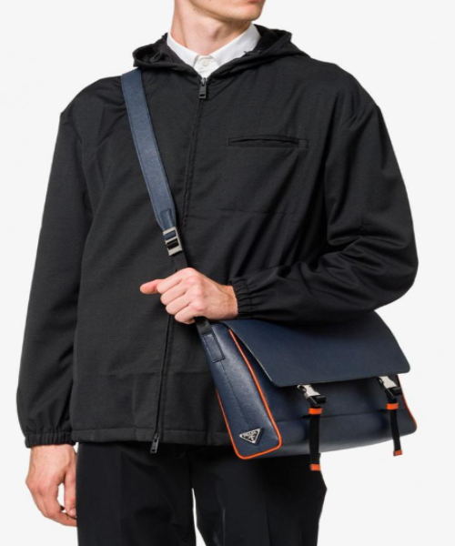 Prada Shoulder Bag Leather Saffiano Orange