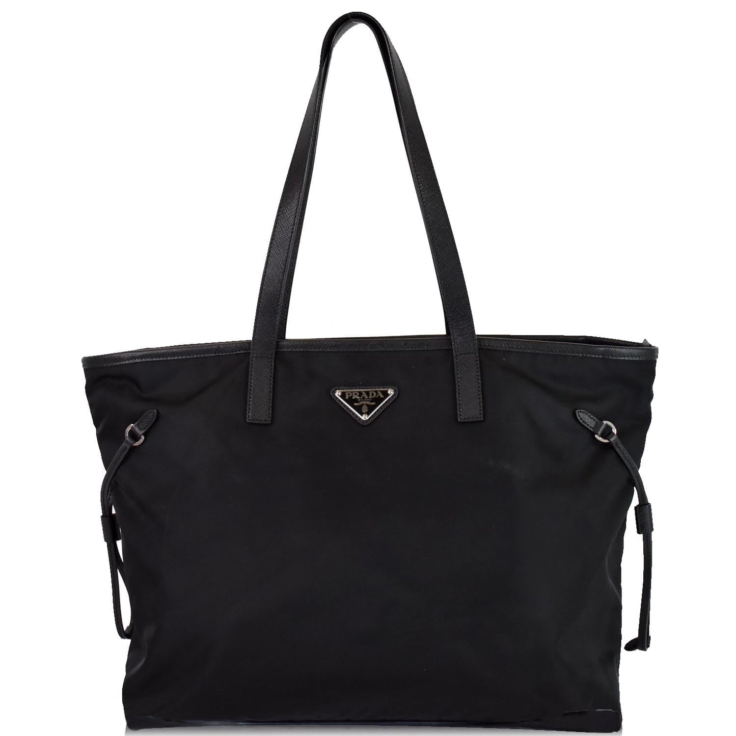 Prada Vela Side Cinch Tote Shoulder Bag Nylon Black