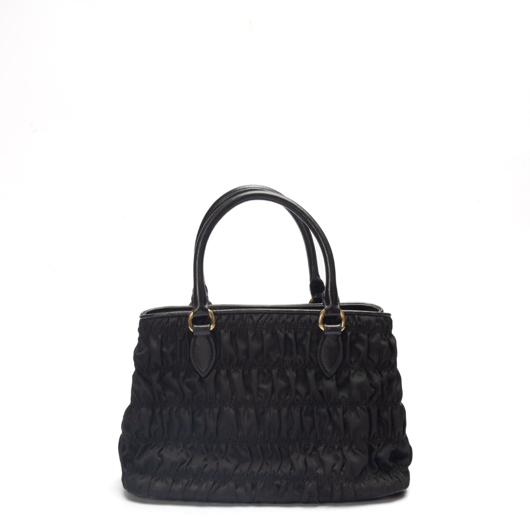 Prada Gaufre Tessuto Convertible Satchel Nylon Black Satchel Bag