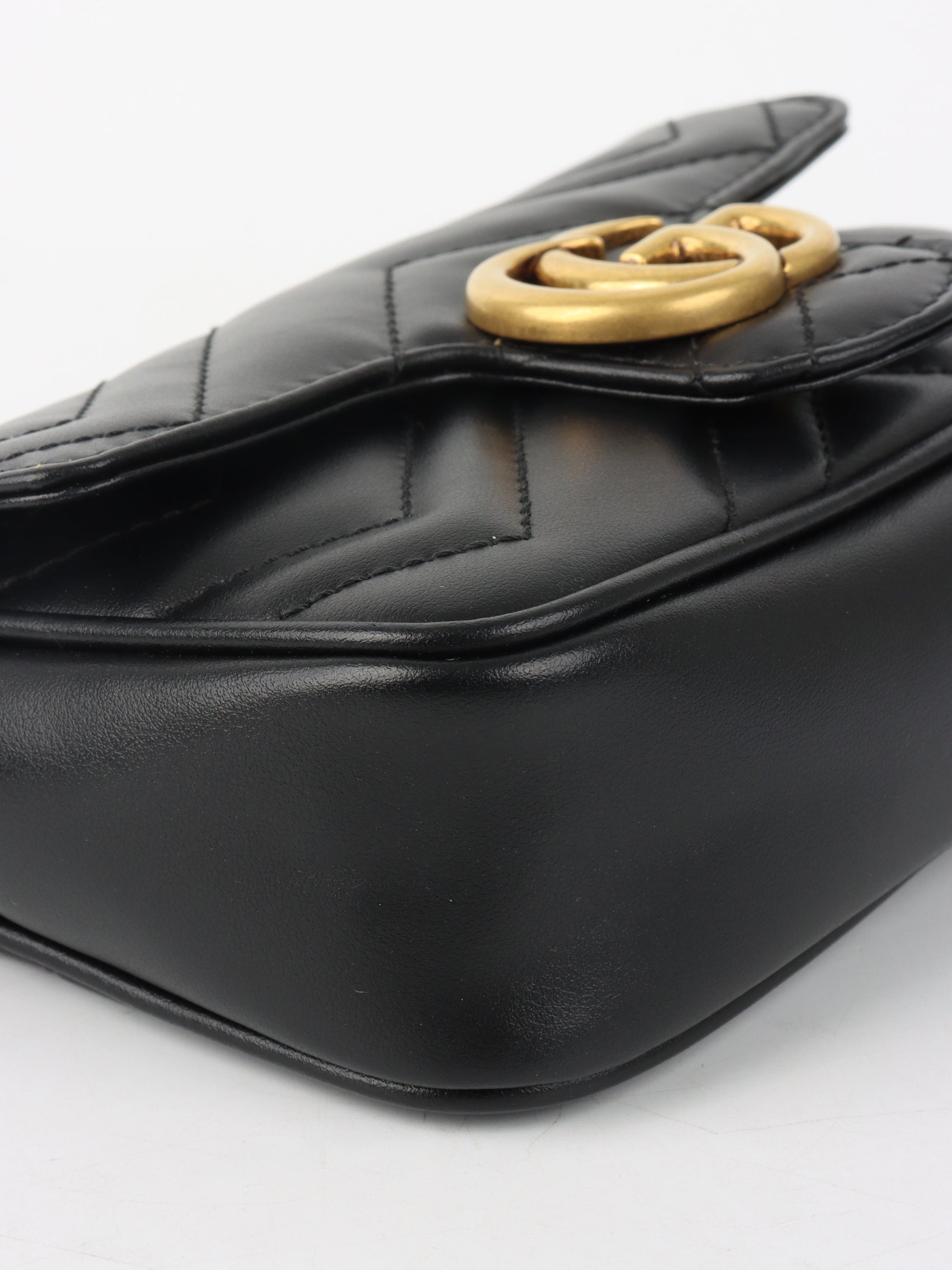 Gucci Black Super Mini Marmont Bag.