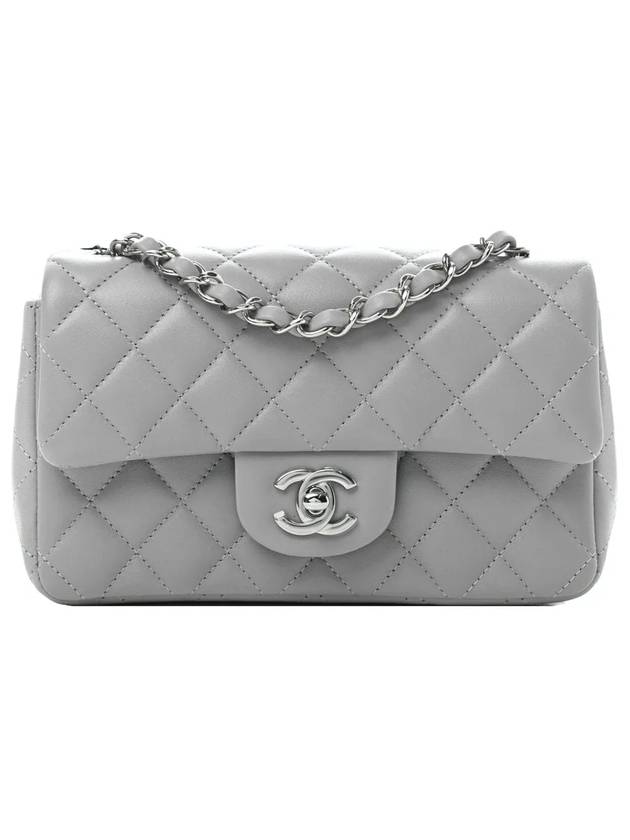 Classic Flap Mini Lambskin Shoulder Bag Light Grey Chanel