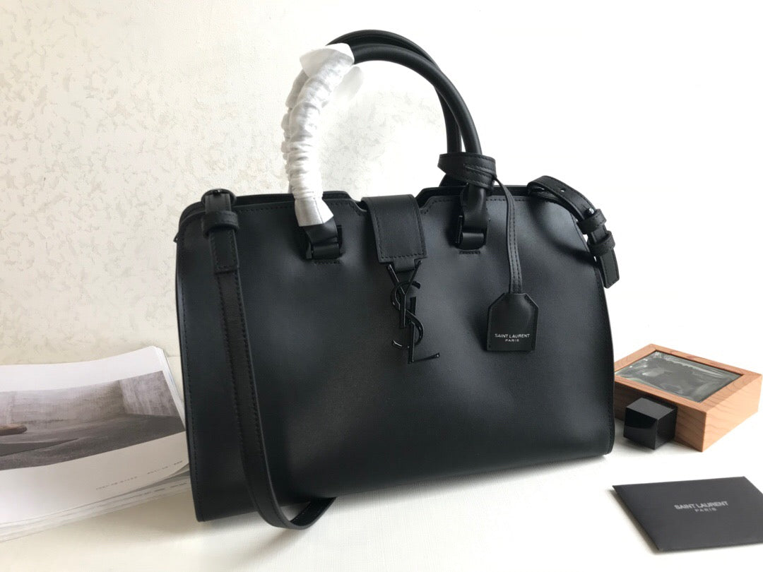 YSL Saint Laurent Cabas 12in 31cm Monogram Black Small Travel Bag