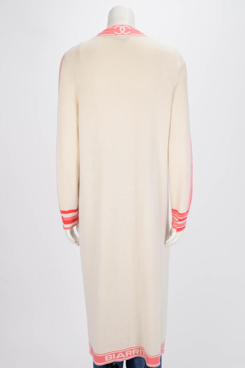 Chanel Cream Cashmere Biarritz Longline Cardigan FR 42