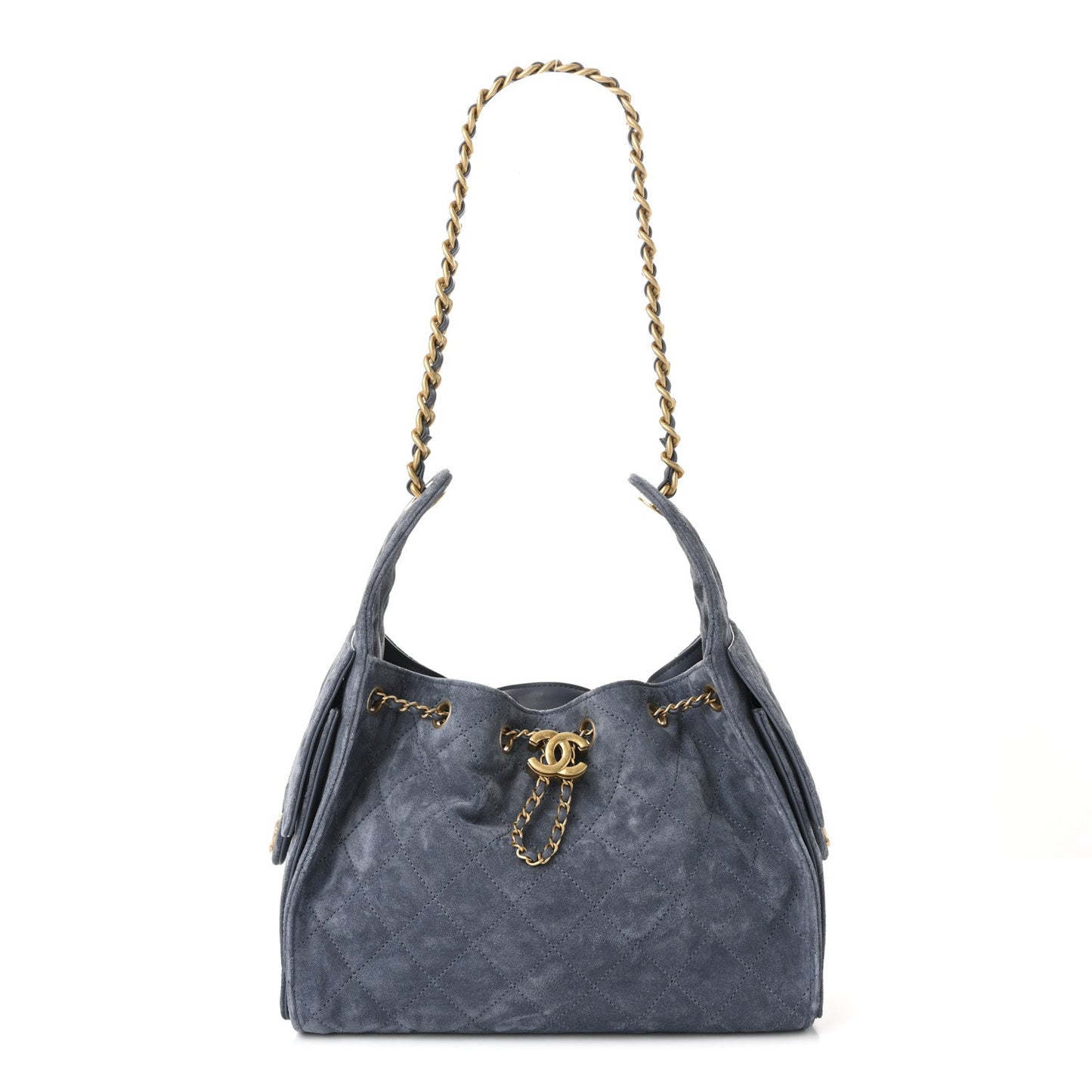 Chanel Suede Quilted Small 25 Handbag Blue